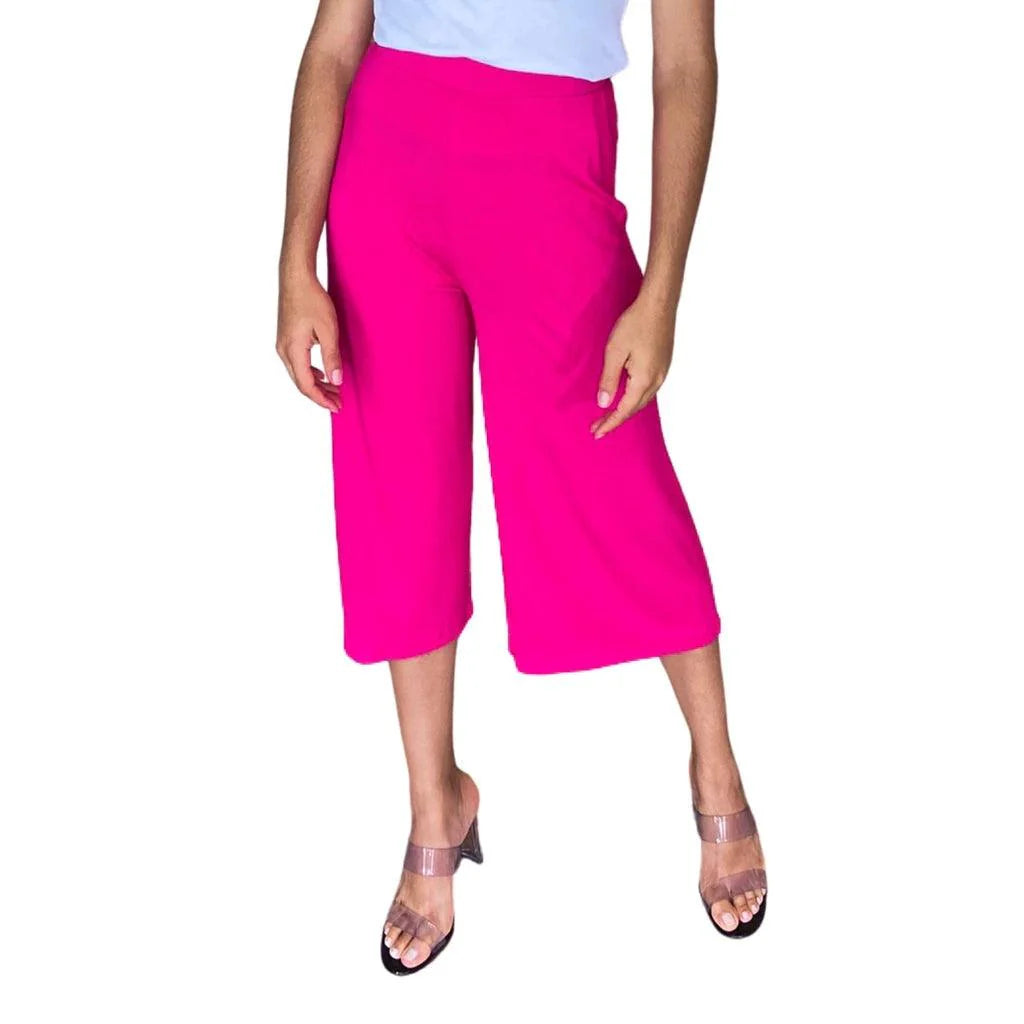 Calça Pantacourt/Pantalona cós alto de Malha Viscolycra