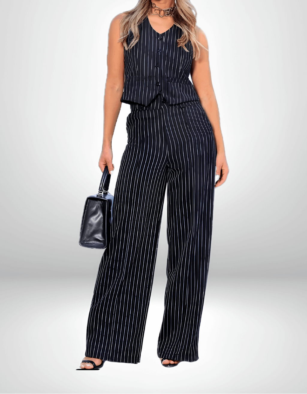 CONJUNTO CALÇA PANTALONA E COLETE SABRINA