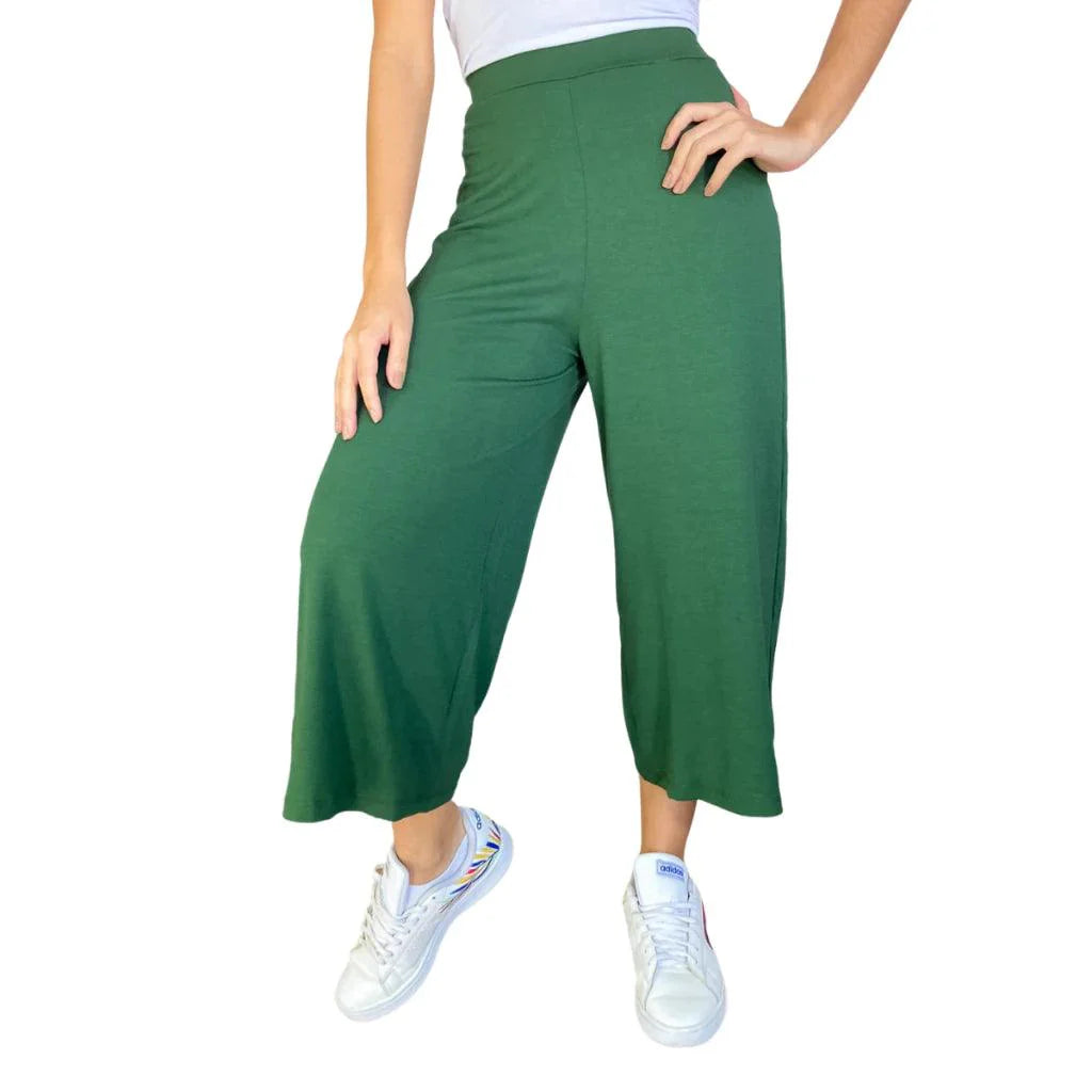 Calça Pantacourt/Pantalona cós alto de Malha Viscolycra