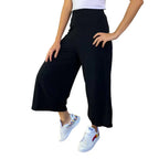 Calça Pantacourt/Pantalona cós alto de Malha Viscolycra