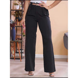 feminina calça pantalona com cintos alfaiatariaO novo
