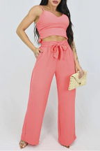 CONJUNTO CALÇA PANTALONA E CROPPED COM BOJO LUARA
