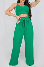 CONJUNTO CALÇA PANTALONA E CROPPED COM BOJO LUARA