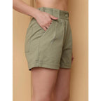 SHORT SARJA COM BOLSO MODA FEMININO