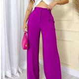 Calça Feminina Pantalona Wide Leg Duna com Botão Tendência 2025