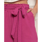 Shorts Feminino Bermuda Soltinho Casual Com Elastico e Laço na Cintura Verão
