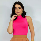 Regata Gola Alta Feminina Básica Dia a Dia Casual Básica Confortável
