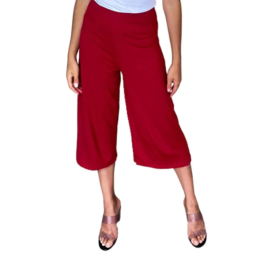 Calça Pantacourt/Pantalona cós alto de Malha Viscolycra