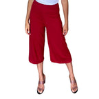 Calça Pantacourt/Pantalona cós alto de Malha Viscolycra